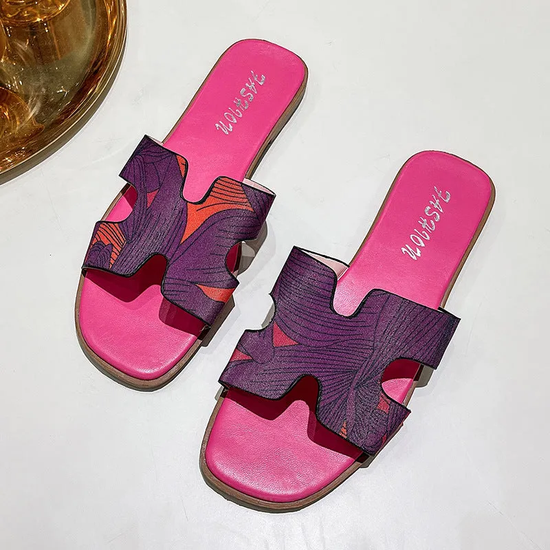 Versatile Fashion Letter Flatsole Slippers