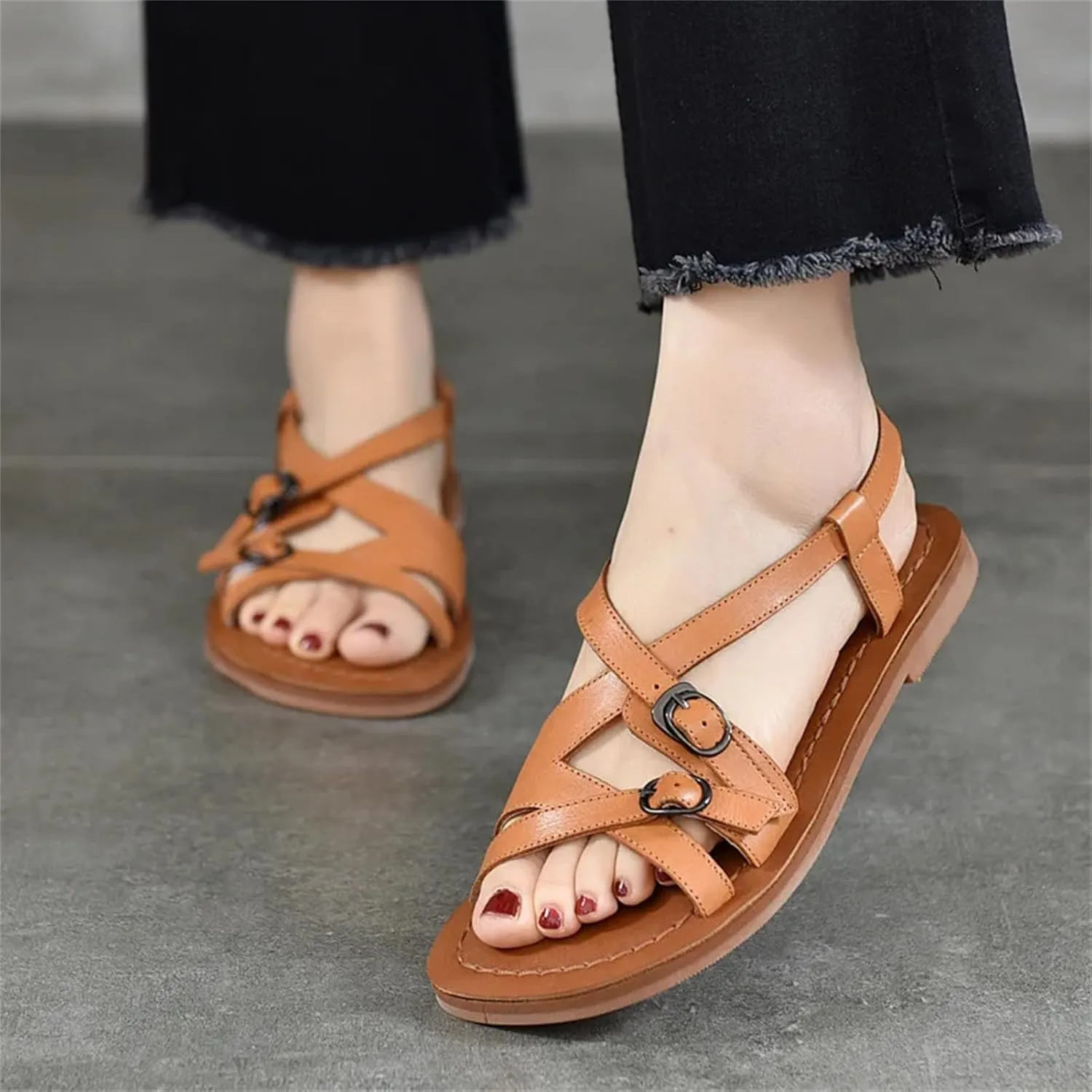 Women's Cow Genuine Leather Moccasins - 1.5cm Vintage Summer Slip-On