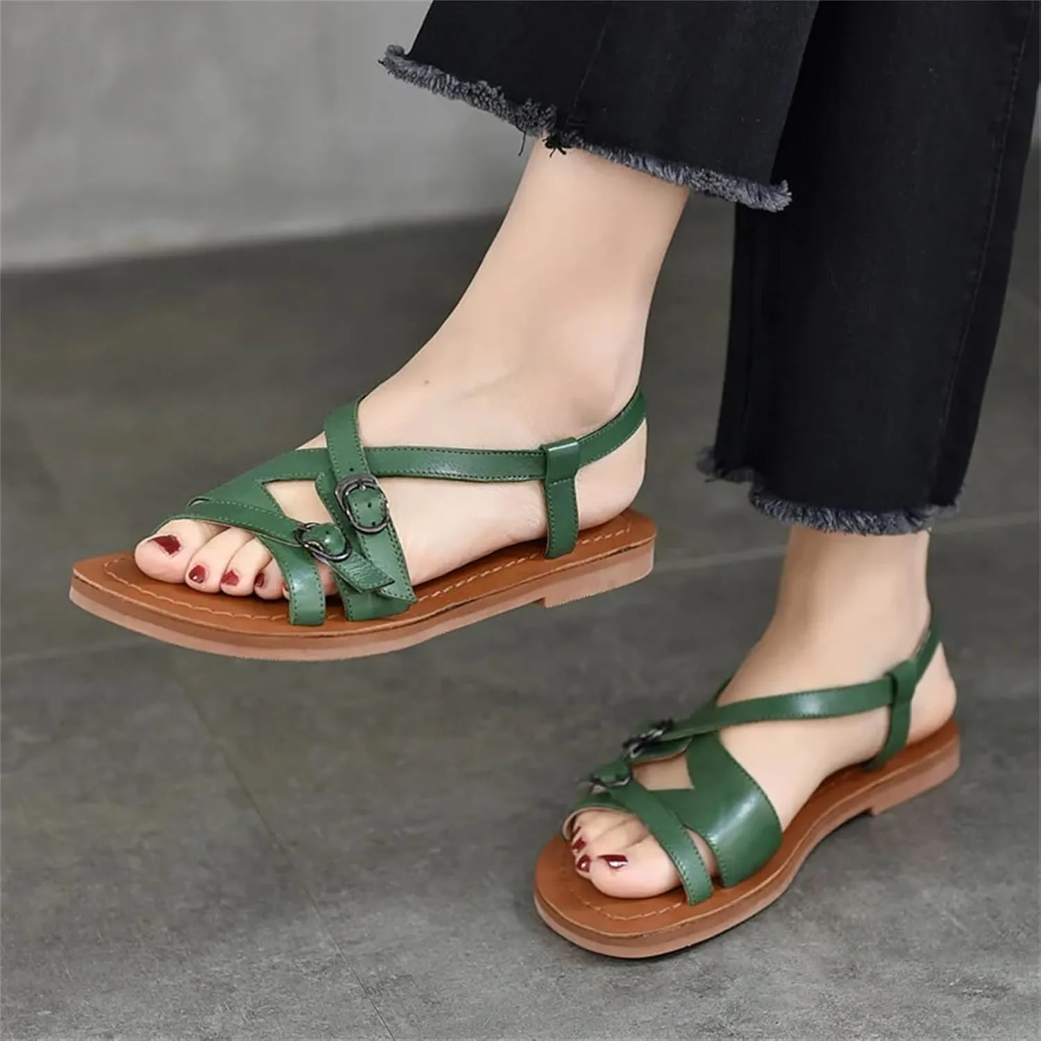 Women's Cow Genuine Leather Moccasins - 1.5cm Vintage Summer Slip-On