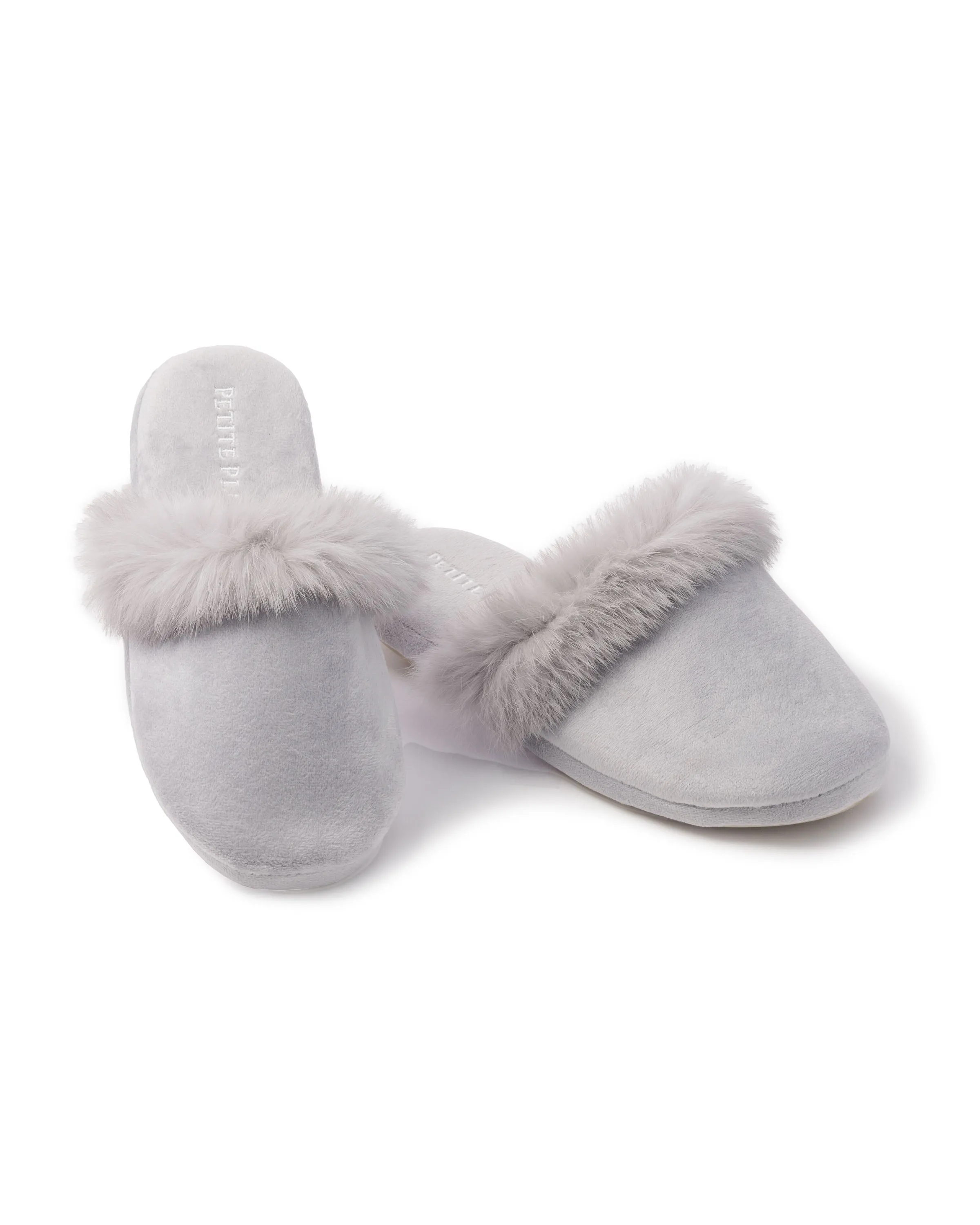 Women's Faux Fur Trim Slipper in Grey