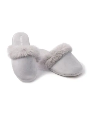 Women's Faux Fur Trim Slipper in Grey