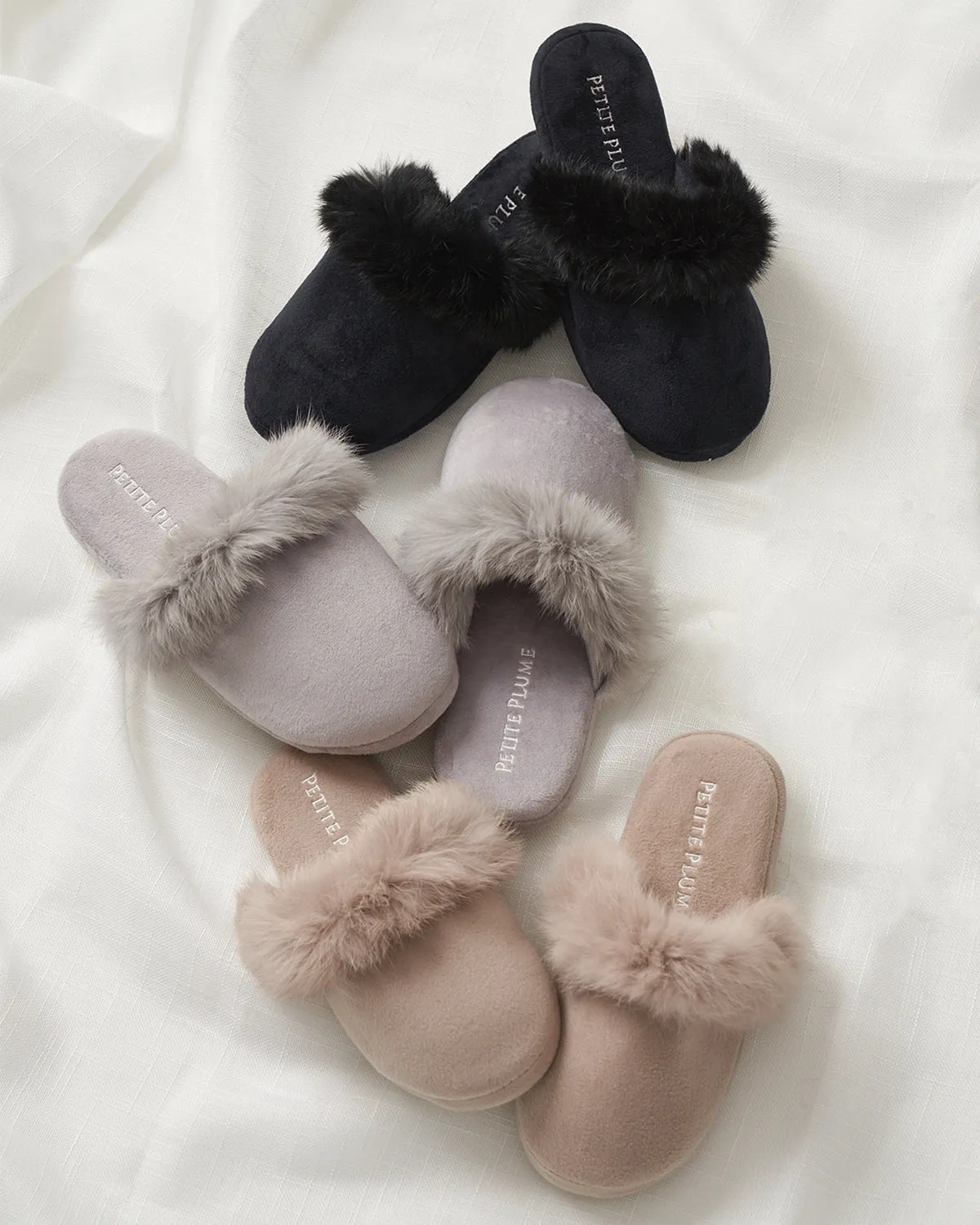 Women's Faux Fur Trim Slipper in Grey